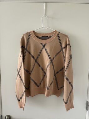 T Tahari Argyle Crewneck Sweater